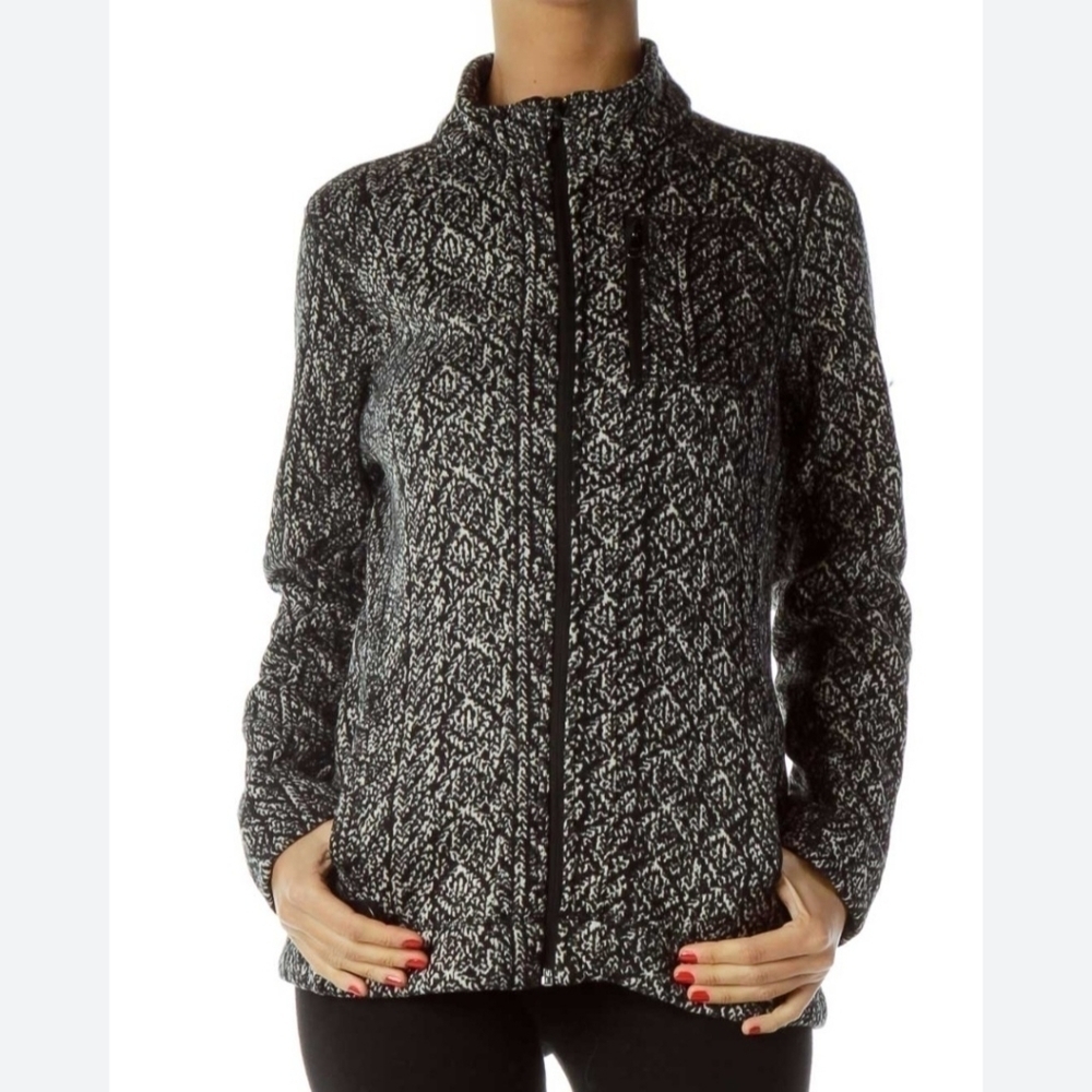MARC NEW YORK Black White Full Zip Jacket Women's Small S Zipper Pockets EUC